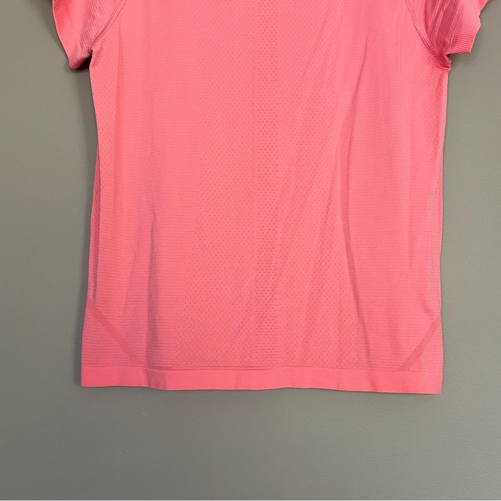{Lululemon} Swiftly Tech Short Sleeve Tee in Coral Pink - Womens 10 - Picture 6 of 8